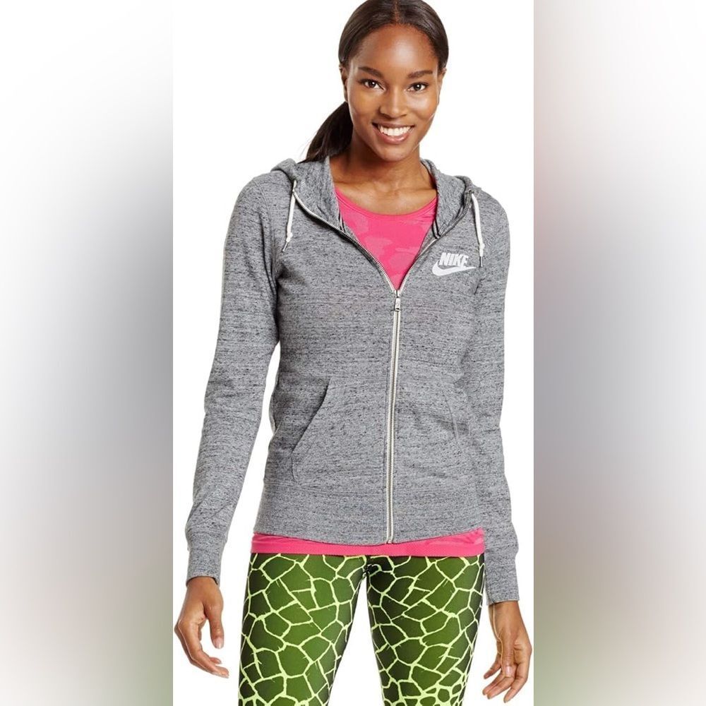 Nike Vintage Style Women's Gray Zip-Up Hoodie
